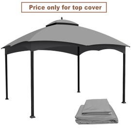 ESPIDOO 10x12 Gazebo Replacement Canopy: UV-Protected Polyester Cover with Drain Holes & Mosquito Net for Outdoor Patio, Backyard, and Garden – Grey Waterproof Top Only