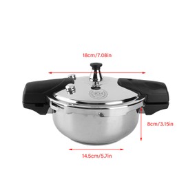 Stainless Steel Pressure Cooker, 1.8 Liter Small Pressure Cooker Explosion Proof, Multifunctional Pressure Canner Cookware for Gas Stove Induction Cooker, Silver