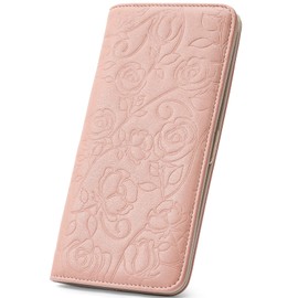 MEIITRUE Wallet Women Ultra Slim Thin Womens Wallet RFID Blocking Bifold Clutch Long Ladies Wallet Rose PINK