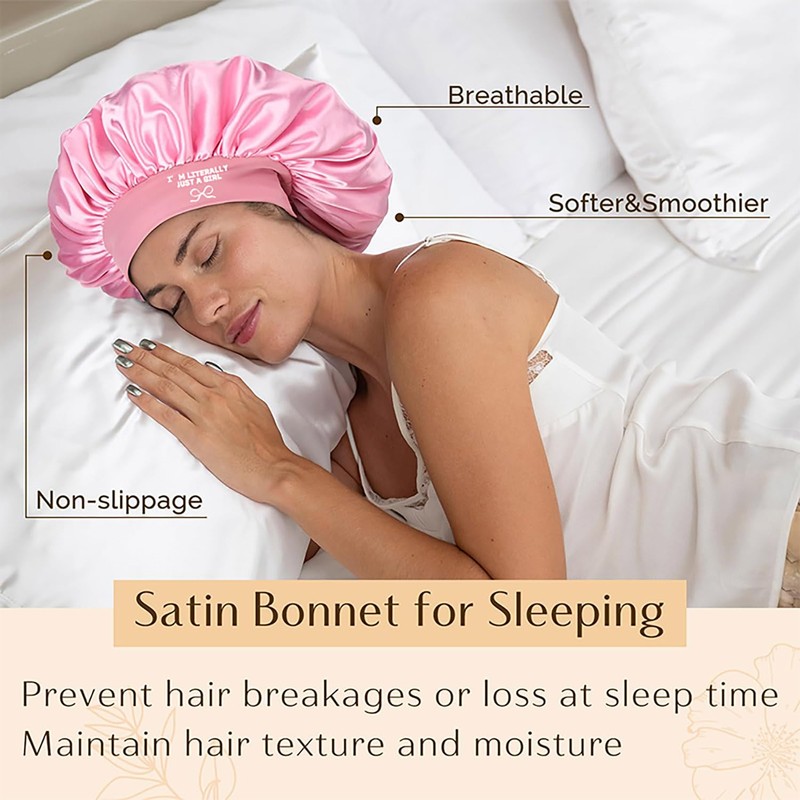 Violet Satin Hair Bonnets for Sleeping Night Cap for Women