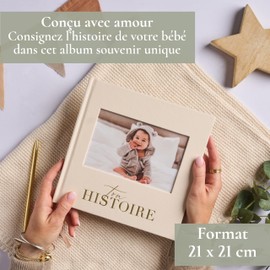 Birth Book - Photo Album - Birth Gift 132 Pages and Photo Album Scrapbooking - Baby Boy and Girls Birth Book - 10 x 15 Photos (Cream)