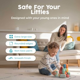 BUNMO 40pcs Wooden Stacking Toys - Montessori Educational Blocks for Toddlers, Non-Toxic, Safe, and Durable for Kids’ Creative Play and Learning