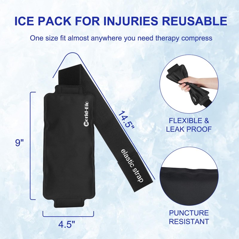 Gel Ice Pack Wrap with Velcro Strap, Ice Pack for