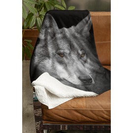 Black Wolf Comfort Warmth - Manta de forro polar Sherpa con diseño de calavera de rosa y blanco (manta de 60 x 80 pulgadas)