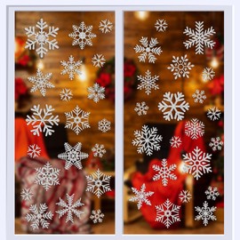 54Pcs Glitter Snowflake Window Stickers, 6 Sheets Christmas Window Decorations, Reusable Christmas Window Clings, Anti-Collision Window Decals, for Xmas Window Display Decoration A6-SFXHCT