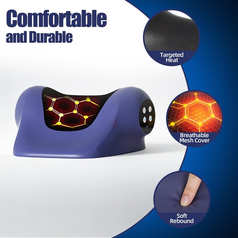 Heated Neck Massager, 3 Vibration Modes Neck Traction Device Portable