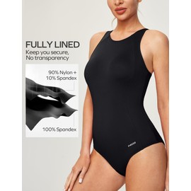 Ewedoos Athletic Swimsuit for Women Adjustable Strap One Piece Swimsuit Racerback Bathing Suit for Women Tummy Control Black