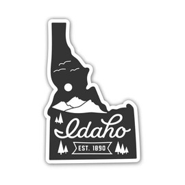 Squiddy Idaho State Shape Vintage Retro Style - Vinyl Sticker Decal for Phone, Laptop, Water Bottle (3" high)