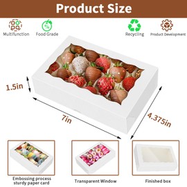 HONGFAPK 30Pcs 7 x 4 3/8 x 1 1/2 Inches Cookie Boxes with Window Pie Boxes Pastry Boxes Macaron Boxes Bakery Boxes Suitable For Doughnuts, Chocolate Strawberries Birthday Partiesand Family Dinners.