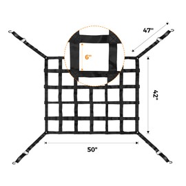 Autofonder Cargo Net for Pickup Truck Bed Adjustable 42"x50" Truck Bed Cargo Netting with S-Hook Fittings 2” Wide Heavy Duty Small Trunk Cargo Nets Automotive Carrier for SUV Car Trailer