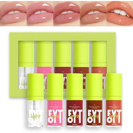 Lip Oil Hidratante Lip Gloss, Juego de 5 Colores Transparentes con Efecto Espejo, Brillo Labial No Pegajoso, Nutritivo y de Larga Duración Ideal para regalar o consentirte