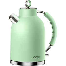 Electric Kettle ASCOT, Tea Kettle Hot Water Kettle Stainless Steel Kettle 1.5L 1500W Retro Tea Heater & Boiling Water, Auto Shut-Off and Boil-Dry Protection (Matte Green)