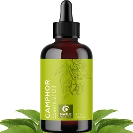 Maple Holistics Pure Undiluted Camphor Essential Oil - 100% Pure Camphor Oil for Aromatherapy and Beauty DIYs Great for Soothing Skin and Clearing Chest - Outdoor Diffuser Oil for Patios and Porches (4 Fl Oz)