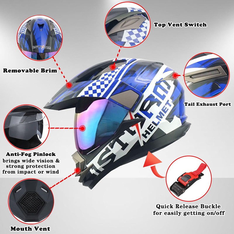 1Storm Dual Sport Helmet Motorcycle Full Face Motocross Off Road