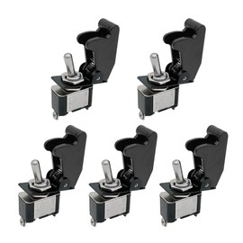 Mintice Pack of 5 Black Cover Car Toggle Switch Rocker Switch 12 V 20 A 2-Pin Metal