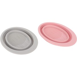Generic 2 Cuencos de Limpieza de Brochas Cosméticas de Silicona, Cuenco de Limpieza Plegable para Brochas de Maquillaje, Limpiador Eficaz para la Salud de la Piel, Adecuado para Todas las de Maquillaje, Portátil y Ligero