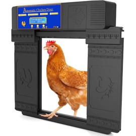 Automatic coop Door, Anti-Pinch Protection, Large LCD Display, programmable Timer and Light Sensor Mode, Large Solar Automatic coop Door Opener, Remote Control