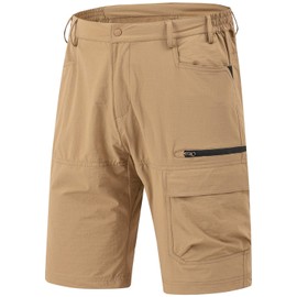 Rdruko Men's Stretch Golf Shorts 9" Quick Dry Outdoor Hiking Fishing Sports Shorts(Khaki, CA 32)