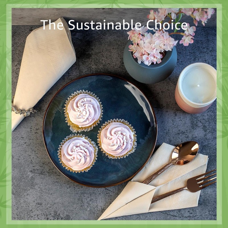 Everyday 100% Bamboo Compostable Napkins Disposable 250-Pack | Table Napkins