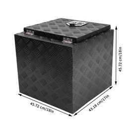 QUEMARQUE 18 Inch Heavy Duty Aluminum Diamond Plate Tool Underbody Box, Waterproof Under Truck Storage Organizer Chest for Pick Up Truck Bed, RV Trailer with T-Handle Lock and Keys - Black