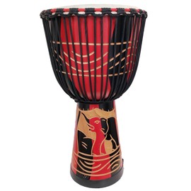 Stoneage Arts Djembe Drum Carved Bongo African Also An Awesome Gifting Idea Unique Décor Option. Carver Abstract Elephant Giraffe Turtle. (Elephant Red, 24 Inch), 3527EL