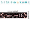 16th Birthday Decorations for Girls, Sweet 16 Birthday Banner Black