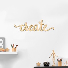 Woodums – Create Script Wooden Wall Art Decor, Unfinished Wood Sign for Family Room Decor, Charlie Script Letter Wood Cutout, Wall Decorations for Living Room 12 x 3 Inches