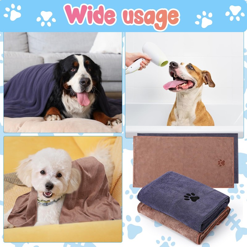 GSrenyu 2 Pack Dog Towels, Large Dog Towels for Drying
