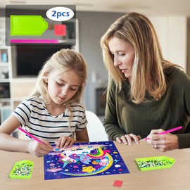 QEUOYSS Diamond Art Kit for Kids with Wooden Frame Art and Crafts for Kids Ages 6-8 -10-12 Easy to DIY Diamond Art for Kids and Adult Beginners Home Wall Decoration (Sweet)