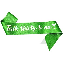 NAUXIUDSJS 30th Birthday Sash,Glitter Sash with Multicolor Foil, Happy 30th Birthday for 30th Birthday Decorations Women 30th Birthday Gift Party Favor Accessories,Green