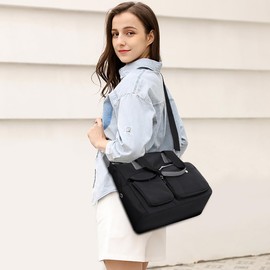 DORRISO Elegant Handbags Women Shoulder Bag Ladies Large Messenger Bag Multifunctional for Work Travel Casual Daily Female Canvas Handbags Black