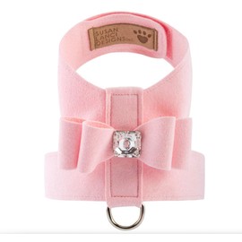 Susan Lanci Designs Premium Ultrasuede Big Bow Tinkie Harness, Puppy Pink, Small