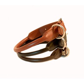SIE Rolled Leather Dog Collars (12'', Brown)