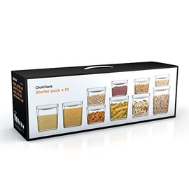 ClickClack Cube Pantry Food Storage Canisters, 1.0qt(×1)1.5qt(×2)2.0qt(×2)3.0qt(×2)3.5qt(×2)4.0qt(×1), White