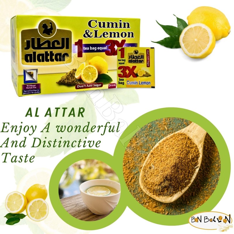 AlAttar Cumin & Lemon Drink Herbal Tea Bag Pure Natural