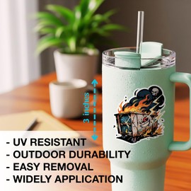 (3PCS) Skeleton Dumpster Fire Sticker – Funny Fire Stickers for Adults, Coworkers, Work Desk, Water Bottle – Waterproof Vinyl Meme Stickers, Dumpster Fire Gifts for Office,Kids,Bumper,Dark Humor Fans