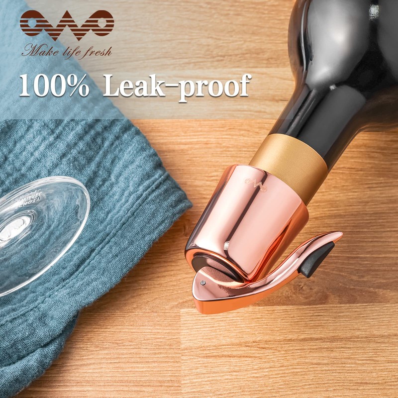 OWO Stainless Steel Wine Bottle Stopper, Reusable Wine Saver with