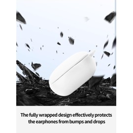 Compatible with soundcore Liberty 5 True Wireless Noise Cancelling Earphones,Premium Silicone Shockproof Protection Skin Touch Charging Port Accessible, Front LED Visible with Lanyard,White.
