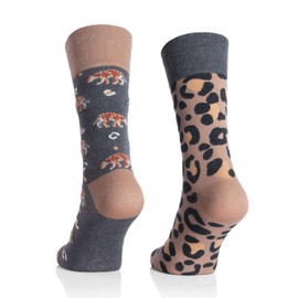 Funny socks with motif for men and women - multicoloured, crazy for joie de vivre - 1 pair of colourful socks, Panther - Beige
