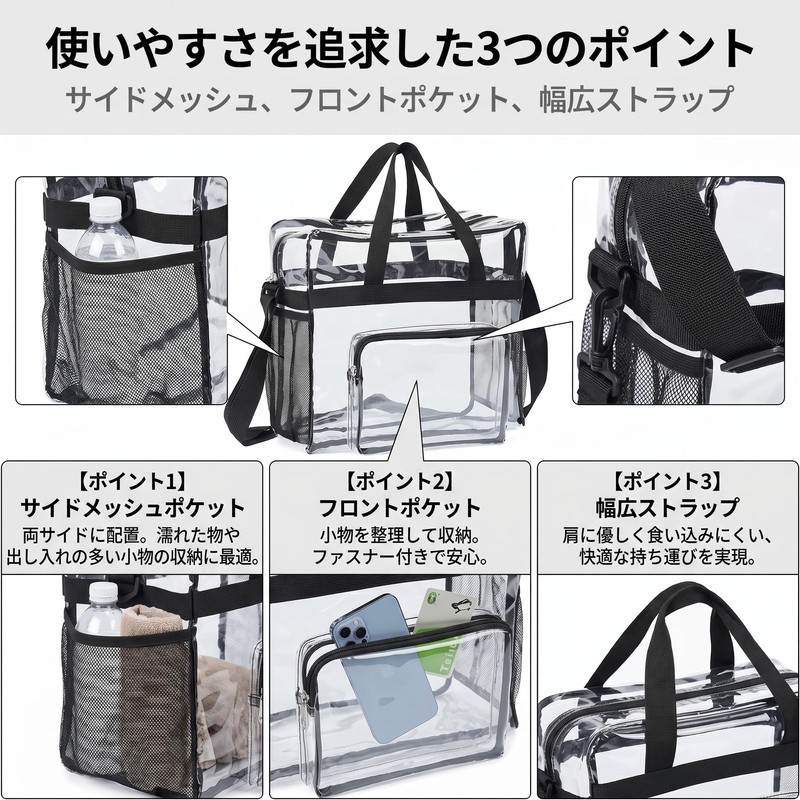 HarnyLoom Transparent Business Bag Eco-friendly Bag Handbag Large Capacity Handbag