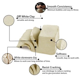Old Potters Mid High Fire White Stoneware Clay for Pottery | Cone 5-10 | Ideal for Wheel Throwing, Hand Building, Sculpting | Great for All Skill Levels | Greenware Clay, 25 lbs.