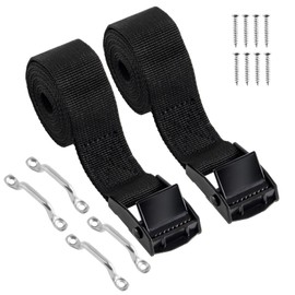 1" x 4ft Battery Tie Down Straps for Boats,Battery Hold Down with Cam Buckle,Stainless Steel Bracket and SS Screws Used for Cooler,Battery Box,Fuel Tank,Luggage Belt,RV (2)