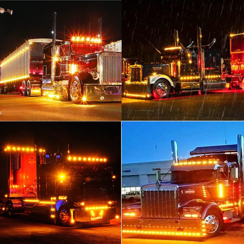 ALFU 10 Pack Amber DC12-24V IP68 Waterproof LED Trailer Lights