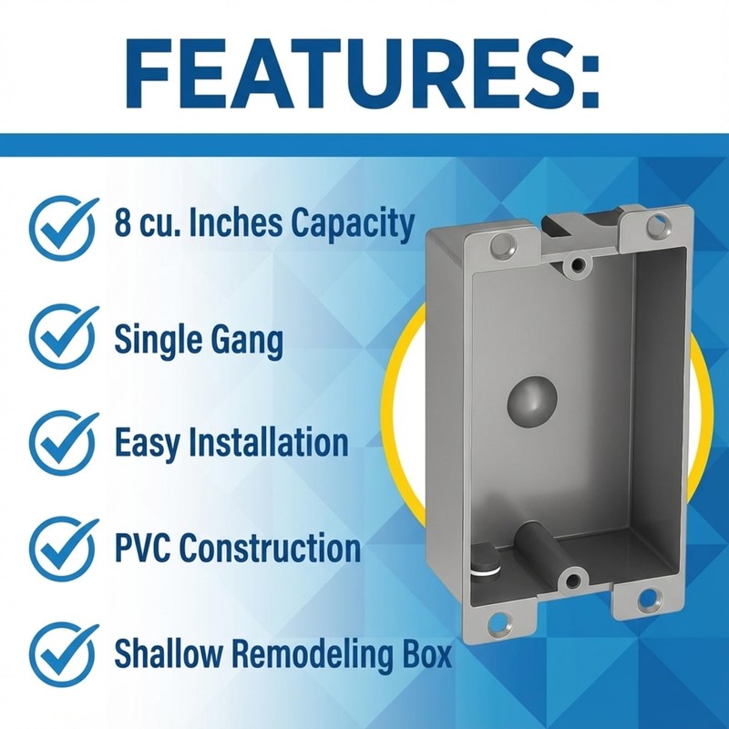 2 Pack Shallow Outlet Box 8 Cubic Single Gang Old