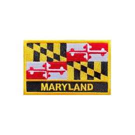 Uijokdef Uijokdef 1 PCS Embroidered Maryland Flag Patch Iron On or Sew On Embroidered Tactical Military National Maryland Flag Patch (Maryland)