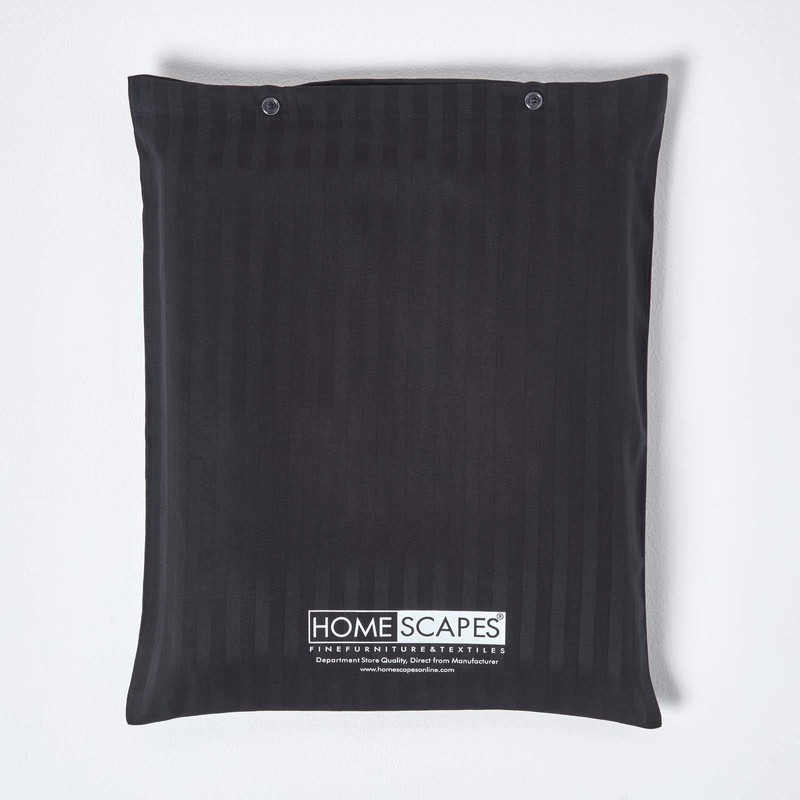 HOMESCAPES Black Deep Fitted Sheet (12”) Small Double 330 TC