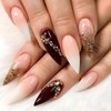 Sparkly Medium Almond Press on Nails with Rhinestones Design, Glossy