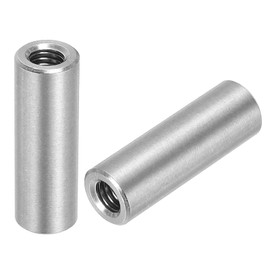 uxcell 5Pcs M6 Round Connector Nuts, 304 Stainless Steel Coupling Nut 30mm/1.18" Length Sleeve Rod Bar Stud Nut for Bracket, M6x30x10mm