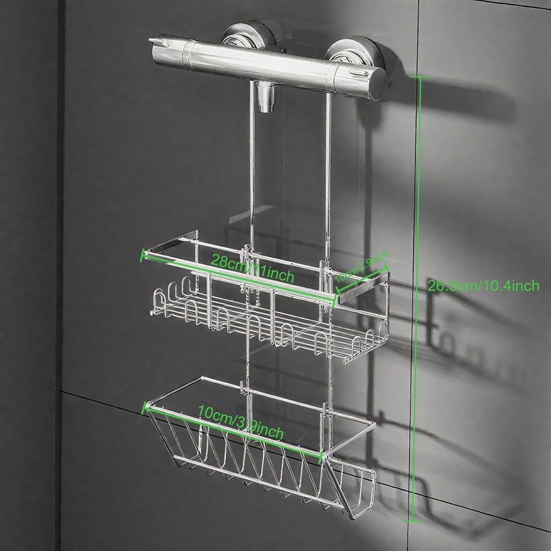 RUIHANDA Double Shower Shelf No Drilling [Additional Storage Space] -