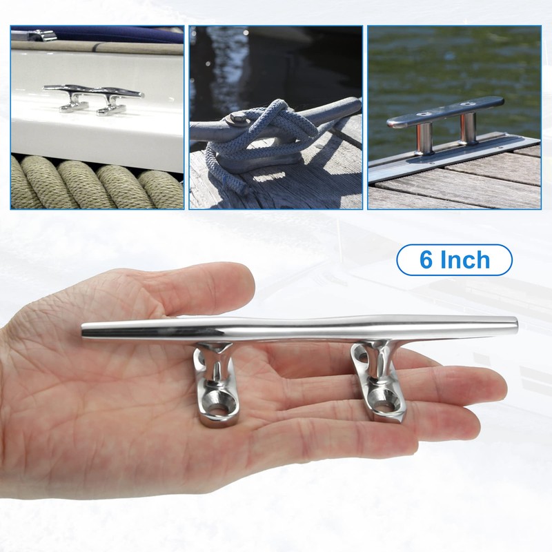 X AUTOHAUX 2pcs 6 Inch Stainless Steel Flagpole Cleat Hook